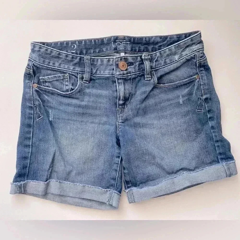Loft roll raw hem shorts
